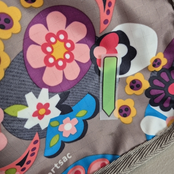 LeSportsac Summer Floral Gray / Pink Nylon Classic Adjustable Crossbody Hobo Bag - Picture 12 of 15